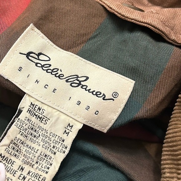 Vtg Eddie Bauer Down Filled Tan Work‎ Chore Barn Coat Medium Detachable Liner - Picture 7 of 7